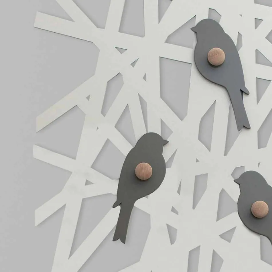 Appendiabiti da Muro in Legno Colorato dal Design Moderno - Alberuccell Viadurini