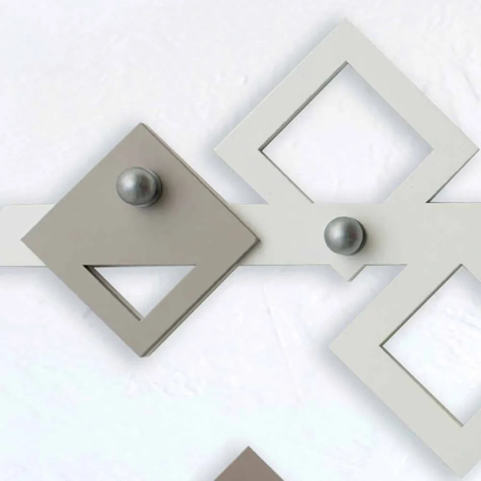 Appendiabiti da Parete in Legno Bianco e Beige Design Moderno Geometrico - Klimt Viadurini