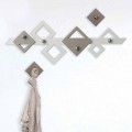 Appendiabiti da Parete in Legno Bianco e Ghiaia Design Moderno Geometrico - Klimt