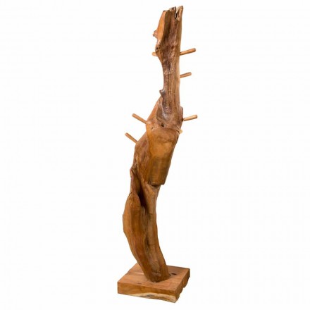 Appendiabiti da Terra con Struttura e Pioli in Teak Massello - Abete Viadurini