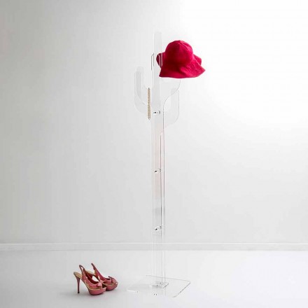 Appendiabiti da terra design moderno trasparente Cactus, made in Italy Viadurini