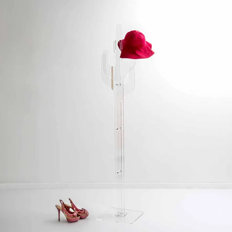 Appendiabiti da terra design moderno trasparente Cactus, made in Italy Viadurini