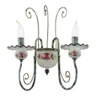 Applique 2 Luci in Ceramica Decorata a Mano e Ottone Anticato - Sanremo Viadurini