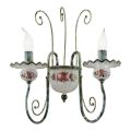 Applique 2 Luci in Ceramica Decorata a Mano e Ottone Anticato - Sanremo