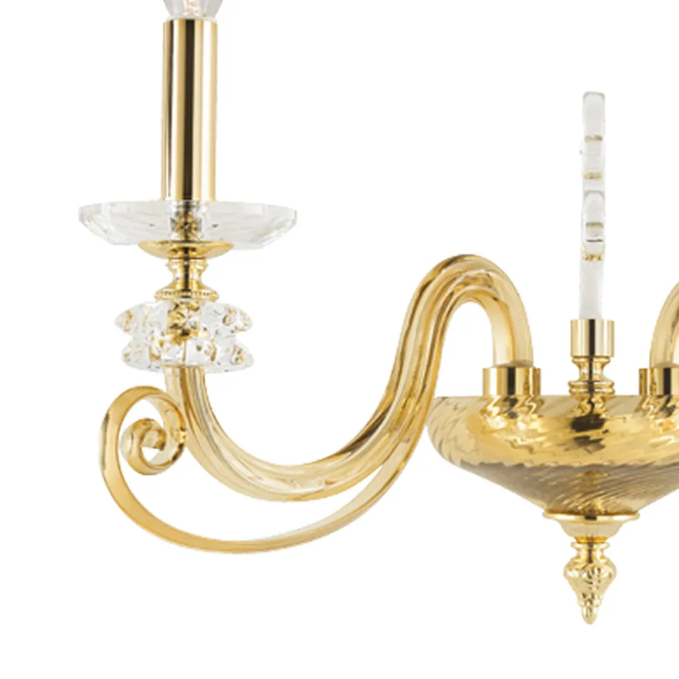Applique 2 Luci Vetro Soffiato e Cristallo Ottico Lusso Classico - Cassea Viadurini