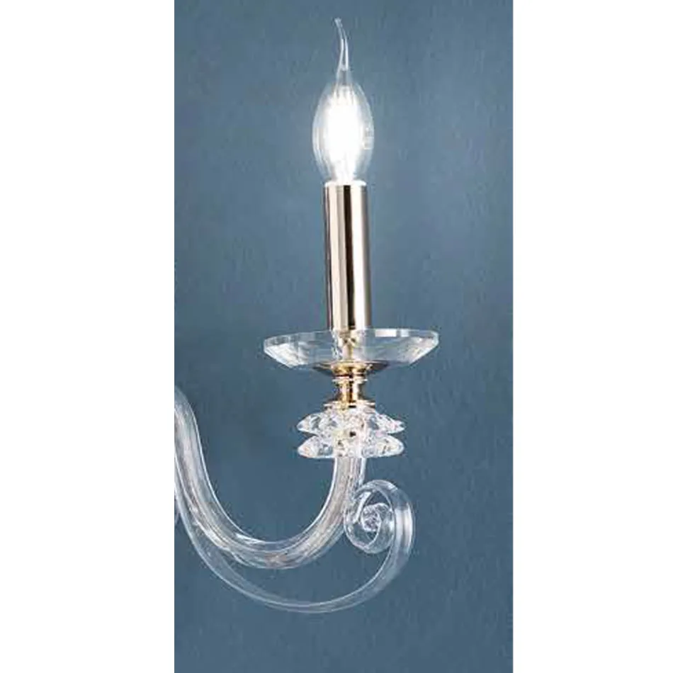 Applique 2 Luci Vetro Soffiato e Cristallo Ottico Lusso Classico - Cassea Viadurini