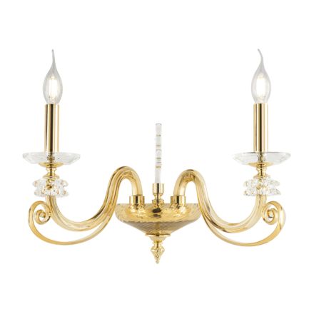 Applique 2 Luci Vetro Soffiato e Cristallo Ottico Lusso Classico - Cassea Viadurini
