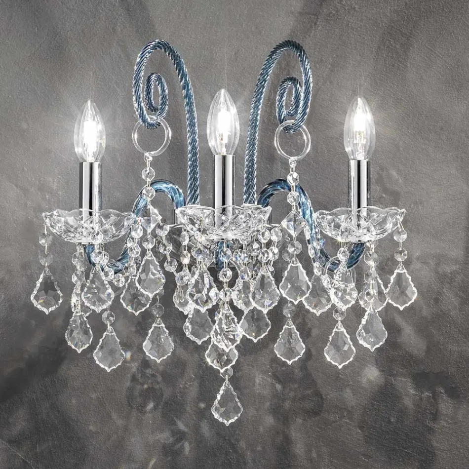 Applique 3 Luci Artigianale in Vetro di Venezia Made in Italy - Fiorentino Viadurini