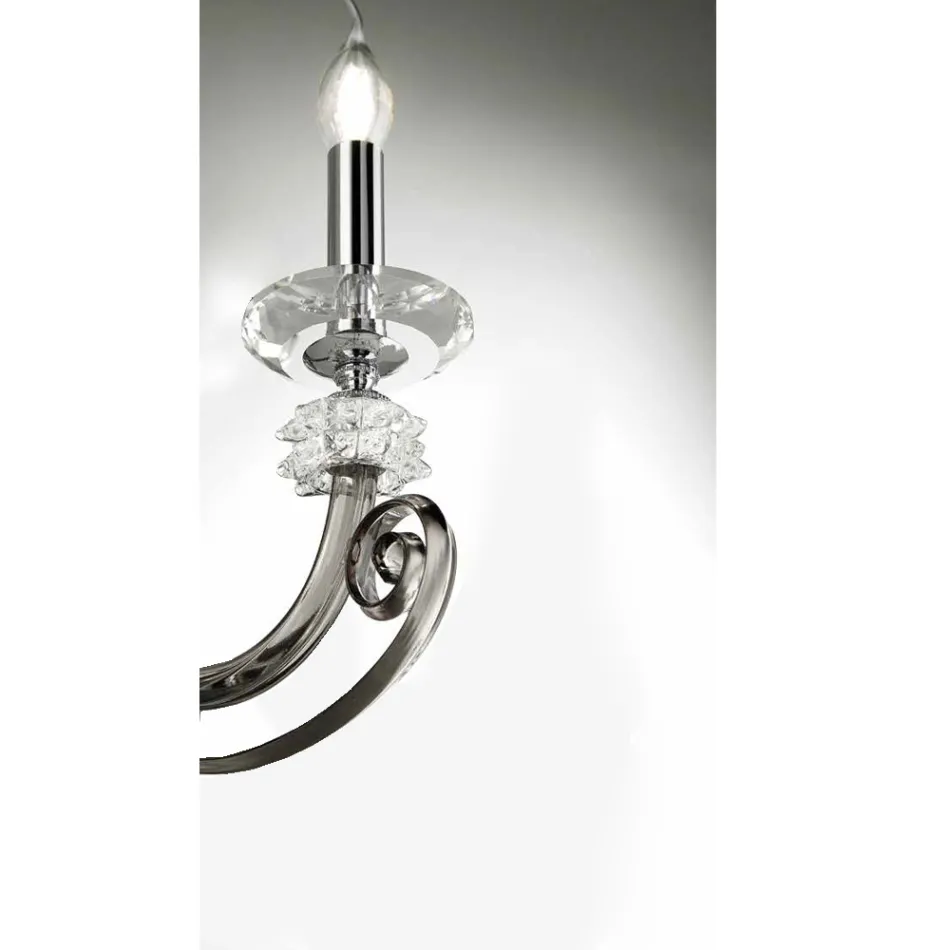 Applique 3 Luci Vetro Soffiato e Cristallo Ottico Lusso Classico - Cassea Viadurini