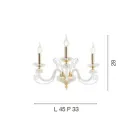 Applique 3 Luci Vetro Soffiato e Cristallo Ottico Lusso Classico - Cassea Viadurini