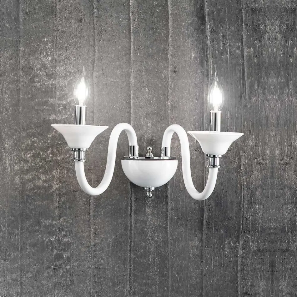 Applique a 2 Luci in Vetro Artigianale Italiano Stile Classico - Memore Viadurini