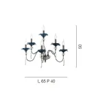 Applique a 6 Luci Classica in Vetro, Cristallo e Metallo Lusso - Flanders Viadurini