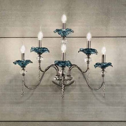 Applique a 6 Luci Classica in Vetro, Cristallo e Metallo Lusso - Flanders Viadurini
