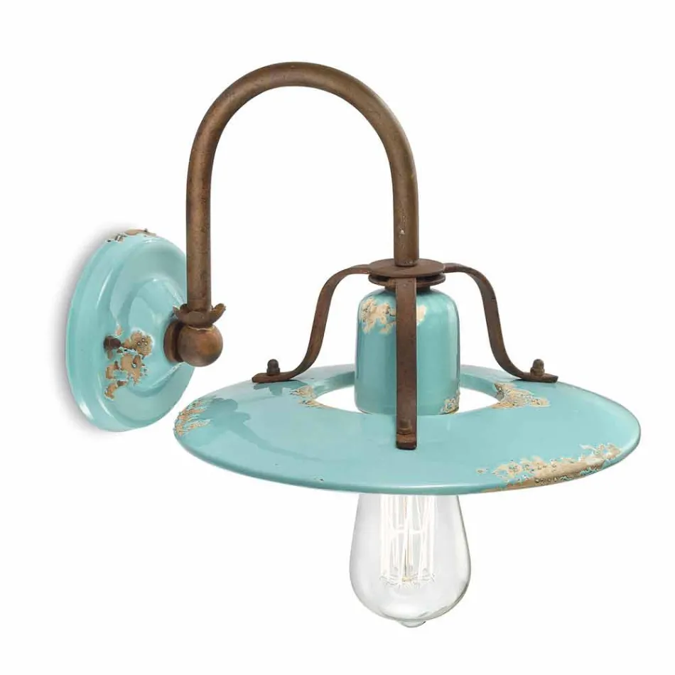 Applique a faretto country in metallo e ceramica Gladys Ferroluce Viadurini