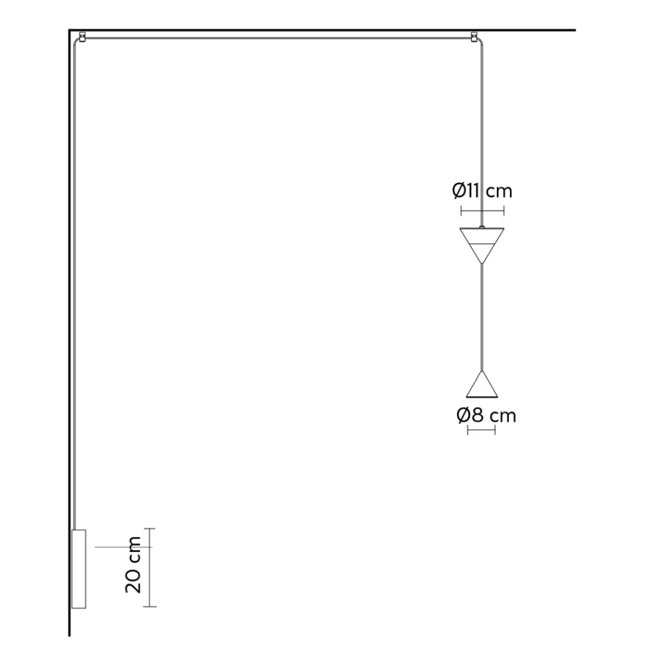 Applique a Filo in Alluminio Nero e Doppio Cono Design Minimale - Mercado Viadurini