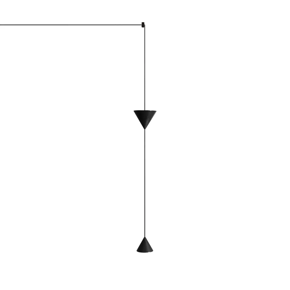 Applique a Filo in Alluminio Nero e Doppio Cono Design Minimale - Mercado Viadurini