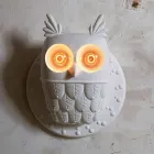 Applique a Muro 2 Luci in Ceramica Bianca Opaca Design Moderno Civetta - Gufo Viadurini