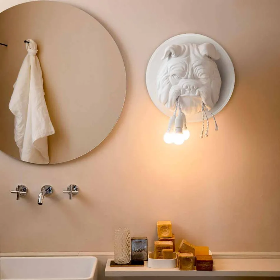 Applique a Muro a 3 Luci in Ceramica Grigia o Bianca Design Moderno - Dogbull Viadurini