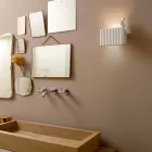 Applique a Muro a 3 Luci Led in Ceramica Bianca Opaca con Umarell - Ometto Viadurini