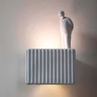 Applique a Muro a 3 Luci Led in Ceramica Bianca Opaca con Umarell - Ometto Viadurini