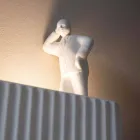Applique a Muro a 3 Luci Led in Ceramica Bianca Opaca con Umarell - Ometto Viadurini