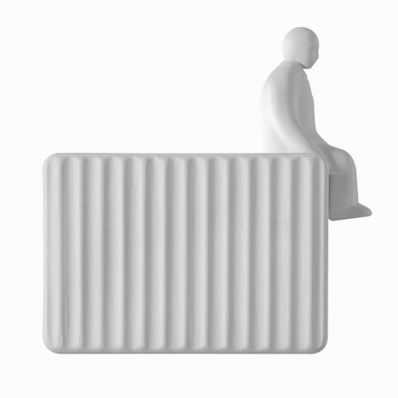 Applique a Muro a 3 Luci Led in Ceramica Bianca Opaca con Umarell - Ometto Viadurini