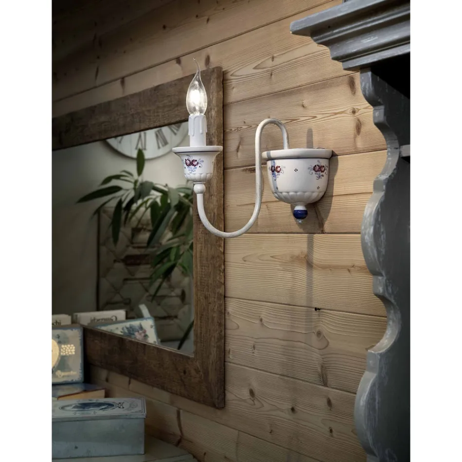 Applique a Muro Artigianale in Ceramica e Ottone Dipinta a Mano - Sanremo Viadurini