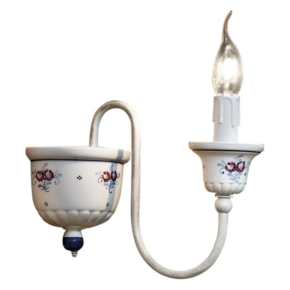 Applique a Muro Artigianale in Ceramica e Ottone Dipinta a Mano - Sanremo Viadurini