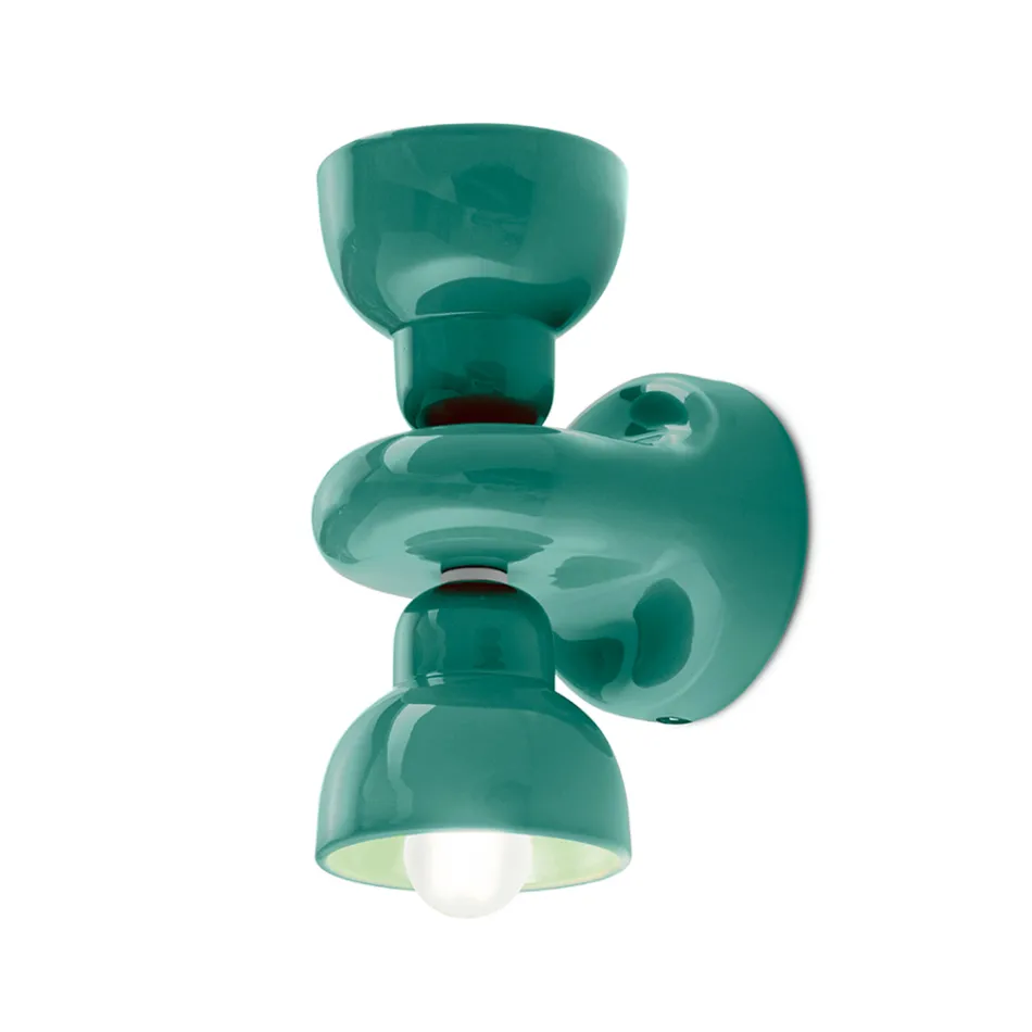 Applique a Muro in Ceramica con 2 Luci Made in Italy - Berimbau Viadurini