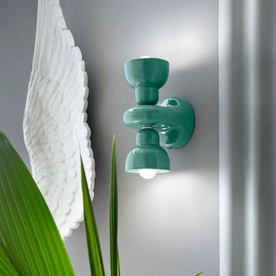 Applique a Muro in Ceramica con 2 Luci Made in Italy - Berimbau Viadurini