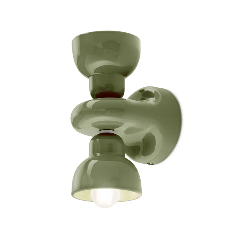 Applique a Muro in Ceramica con 2 Luci Made in Italy - Berimbau Viadurini