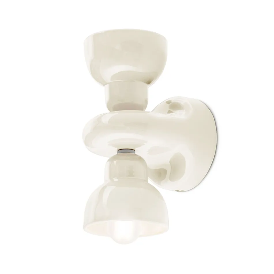 Applique a Muro in Ceramica con 2 Luci Made in Italy - Berimbau Viadurini