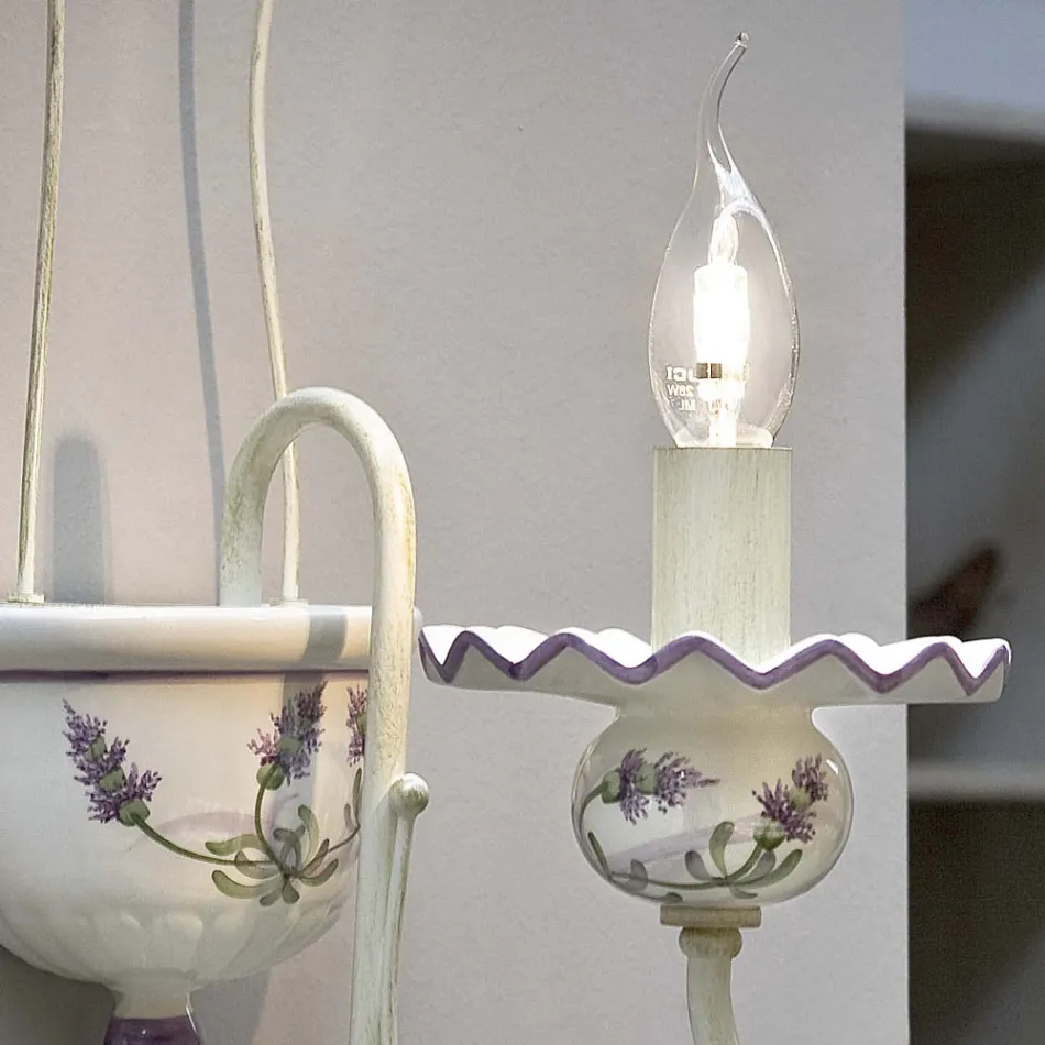 Applique a Muro in Ceramica Dipinta a Mano e Ottone Verniciato - Sanremo Viadurini