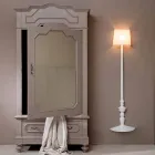 Applique a Parete Alta in Ceramica Bianca e Paralume in Lino Design - Cadabra Viadurini