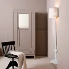 Applique a Parete Alta in Ceramica Bianca e Paralume in Lino Design - Cadabra Viadurini