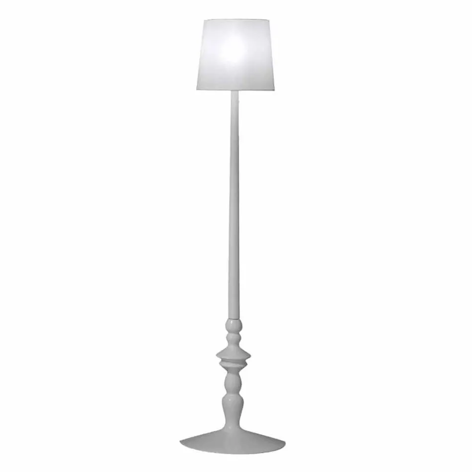 Applique a Parete Alta in Ceramica Bianca e Paralume in Lino Design - Cadabra Viadurini