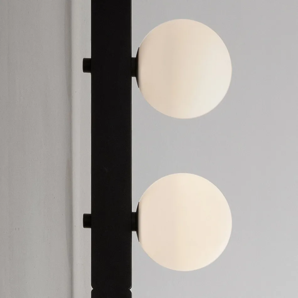 Applique a Parete di Design in Alluminio Nero con Sfere e Faretti - Esodo Viadurini