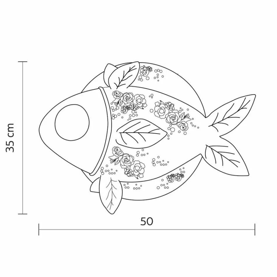 Applique a Parete in Ceramica Bianca Opaca Design a Pesce Decorato - Pesce Viadurini