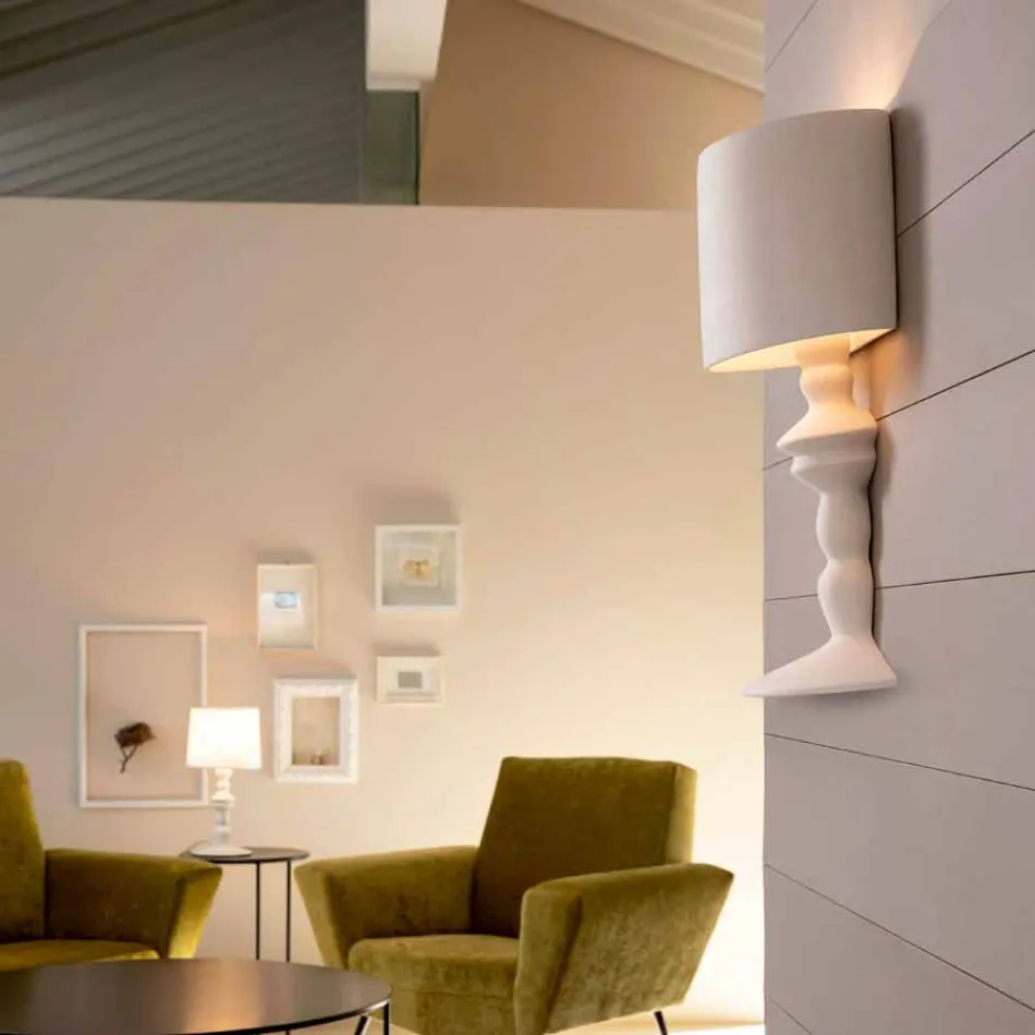 Applique a Parete in Ceramica Verniciabile con Paralume Design Moderno - Cadabra Viadurini