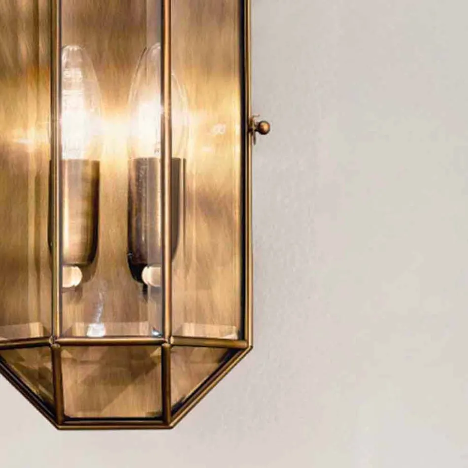 Applique Artigianale in Vetro e Ottone 1 o 2 Luci - Rilegato by Il Fanale Viadurini