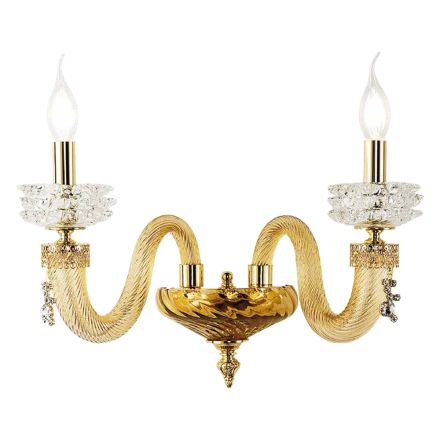 Applique Classica 2 Luci Vetro Artigianale Lusso Made in Italy - Saline Viadurini