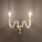 Applique Classica 2 Luci Vetro Italiano Lavorato a Mano e Metallo - Rapallo Viadurini