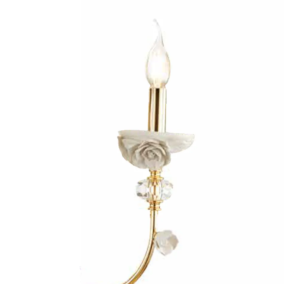 Applique Classica 3 Luci in Porcellana e Vetro Soffiato Lusso - Eteria Viadurini