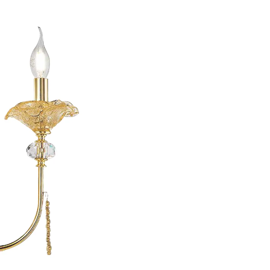 Applique Classica 3 Luci in Vetro, Cristallo e Metallo di Lusso - Flanders Viadurini
