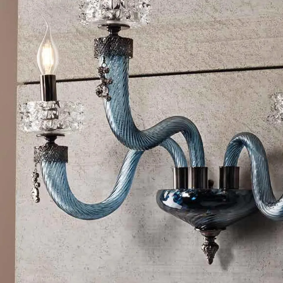 Applique Classica 3 Luci Vetro Artigianale Lusso Made in Italy - Saline Viadurini