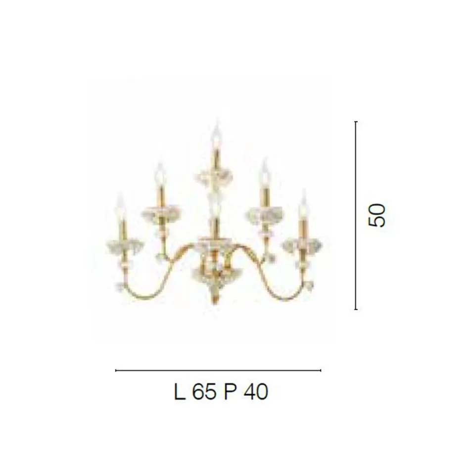 Applique Classica 6 Luci in Porcellana e Vetro Soffiato Lusso - Eteria Viadurini