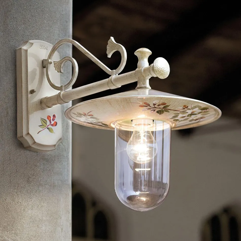 Applique da Esterno in Alluminio Decorato Dipinto a Mano Classico - Genova Viadurini
