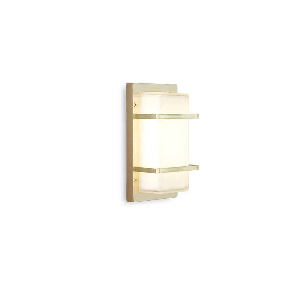 Applique da Esterno in Ottone, E27 e Stile Geometrico Made in Italy - Cristallo Viadurini