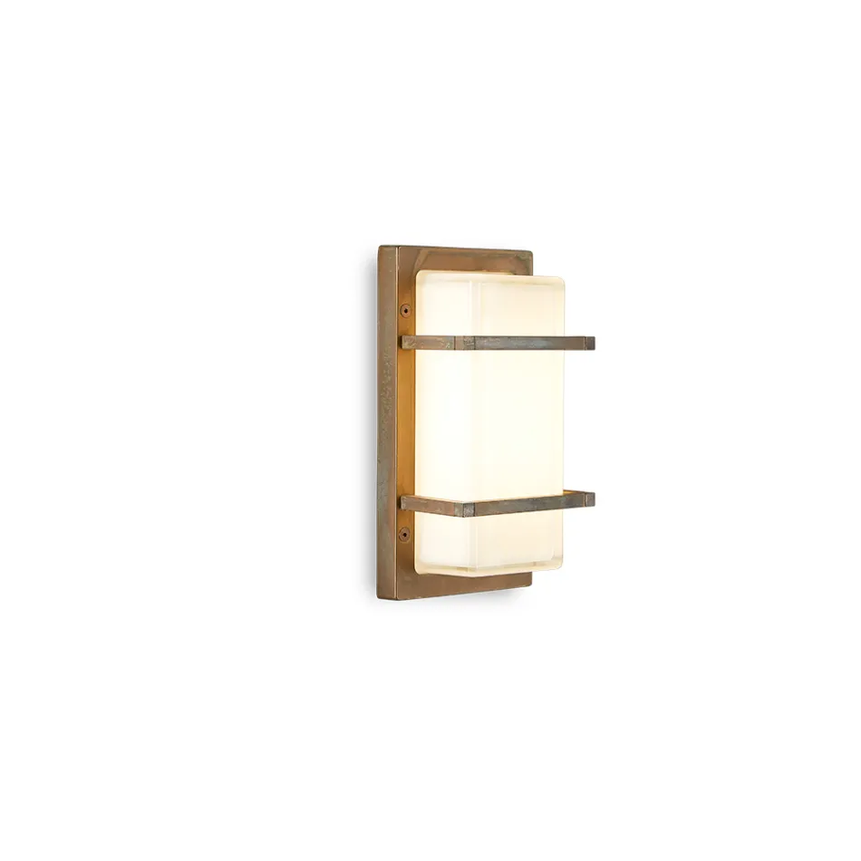 Applique da Esterno in Ottone, E27 e Stile Geometrico Made in Italy - Cristallo Viadurini