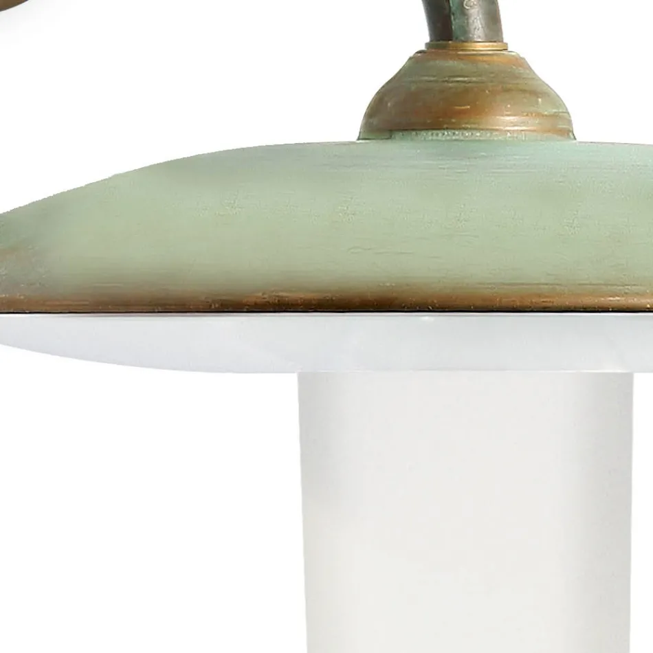 Applique da Esterno in Ottone, Vetro Opale e IP44 Made in Italy - Drago Viadurini